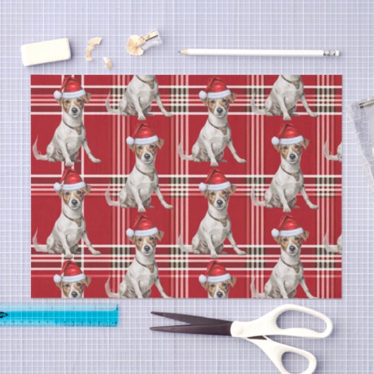 Red Plaid Jack Russell Hond Kerstvakantie Tissuepapier (Craft)