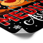 Red Plaid Medical Istant Nurse Reindeer Christmas Poster (Hoek)