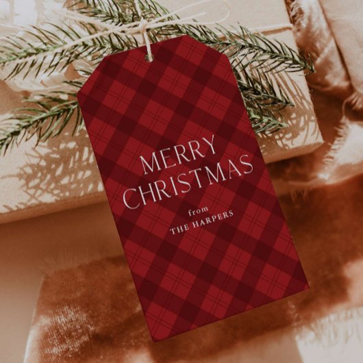 Red Plaid Merry Christmas  Cadeaulabel