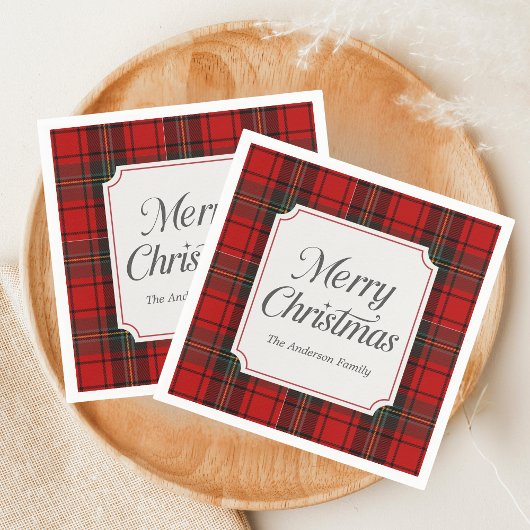 Red Plaid Merry Christmas Servet