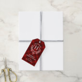 Red Plaid Monogram Kerstmis Cadeaulabel (Met Touw)