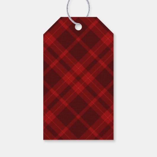 Red Plaid Monogram Kerstmis Cadeaulabel (Achterkant)