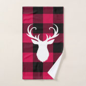 Red Plaid Motif et Deer Christmas (Serviette à main)
