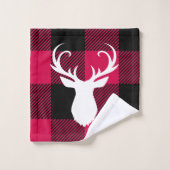 Red Plaid Motif et Deer Christmas (Gant de toilette)