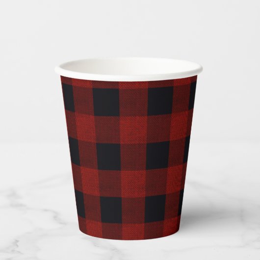 Red Plaid Papieren Bekers (Voorkant)