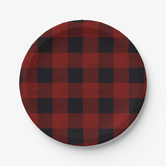Red Plaid Papieren Bordje (Voorkant)