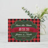Red Plaid & Pinecones Rustic Country Invitation (Debout devant)