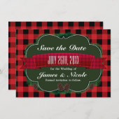 Red Plaid & Pinecones Rustic Country Uitnodiging (Voorkant / Achterkant)