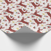 Red Plaid Rendier Christmas Wrapping Paper Cadeaupapier (Hoek)