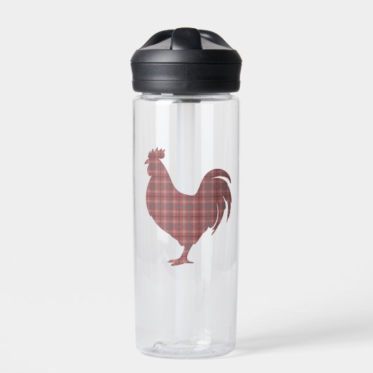 Red Plaid Rooster Waterfles (Voorkant)