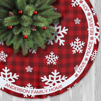 Red Plaid Snowflake Feestelijke Woorden Kerstmis Kerstboom Rok