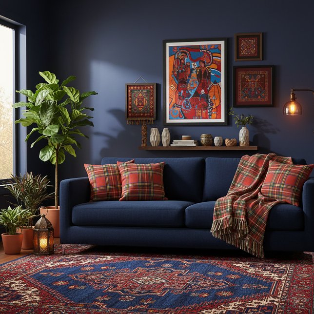 Red Plaid Throw Pillow Buitenkussen (Creator heeft geüpload)