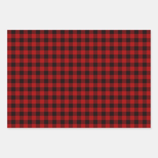 Red Plaid Trio Inpakpapier Vel (Voorkant)