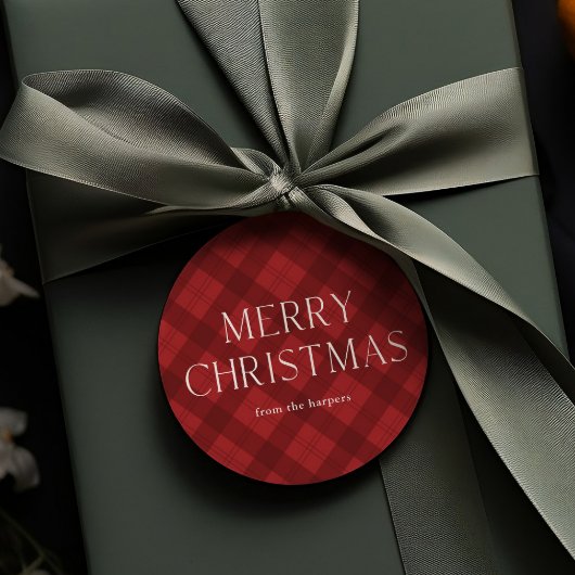 Red Plaid Vrolijk Kerstcadeau Bedankjes Labels
