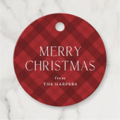 Red Plaid Vrolijk Kerstcadeau Bedankjes Labels (Voorkant)