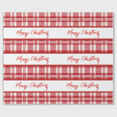Red Plaid Vrolijk Kerstfeest | suikerriet Cadeaupapier (Vlak)