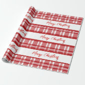 Red Plaid Vrolijk Kerstfeest | suikerriet Cadeaupapier (Uitgerold)