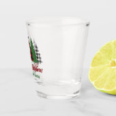 Red Plaid Vrolijke Kerstbomen Custom Party Shot Glas (Rechts)