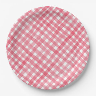 Red Plaid Waterverf picknick Papieren Bordje