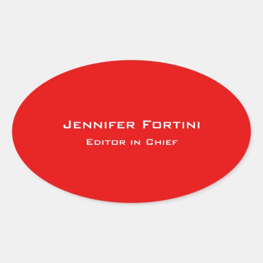 Red Plain Elegant Modern minimalist Ovale Sticker (Voorkant)