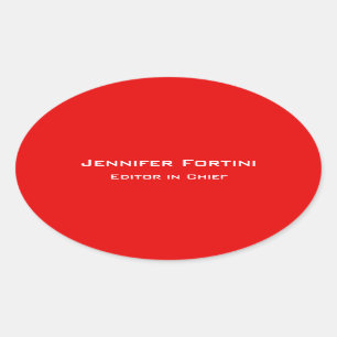 Red Plain Elegant Modern minimalist Ovale Sticker