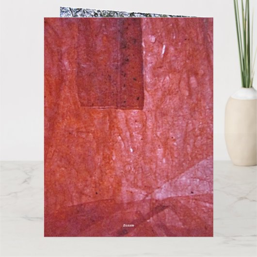 Red plain textured Folded Greeting Card,Ordinary Kaart (Achterkant)