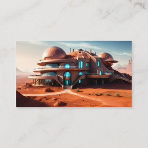 Red Planet Mansion – AI futuristische woestijnvill Visitekaartje