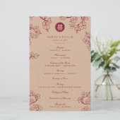 Red Plum Blossom Double Happiness Wedding Programm (Staand voorkant)