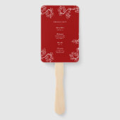 Red Plum Blossom Double Happiness Wedding Programm Handwaaier (Achterkant)