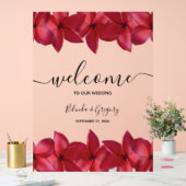 Red Plumeria Frangipani Affiche de bienvenue Maria (Mariage)