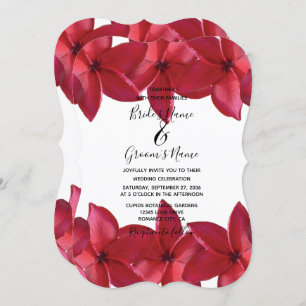 Red Plumeria Frangipani Invitations de mariage