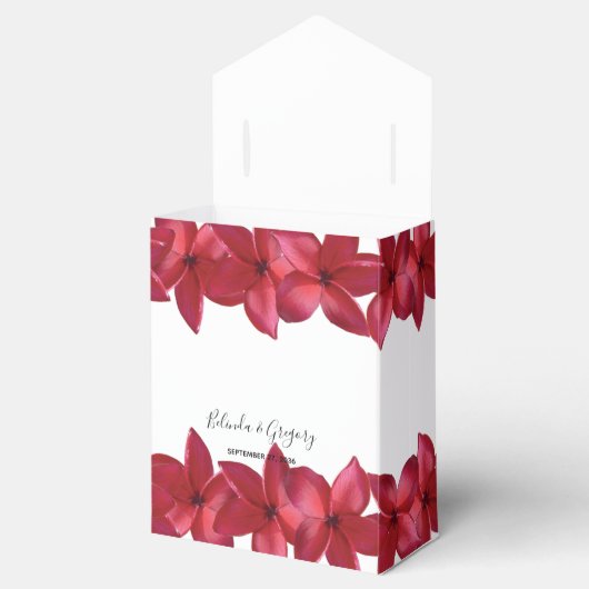 Red Plumeria Frangipani Wedding Bedankdoosjes (Geopend)
