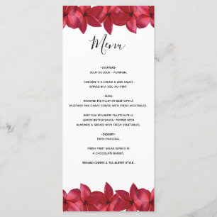 Red Plumeria Frangipani Wedding Menu