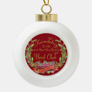 Red Poinsettia Book Club Friendship Keramische Bal Ornament