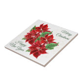 Red Poinsettia Bouquet kerst Tegeltje (Zijkant)