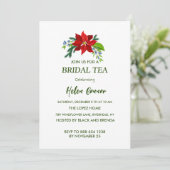 Red Poinsettia Bridal Tea Kaart (Staand voorkant)