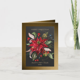Red Poinsettia Christmas Botanical Winter Plant Kaart