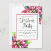 Red Poinsettia Christmas Party Invitation (Devant)