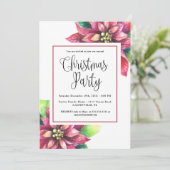 Red Poinsettia Christmas Party Invitation (Debout devant)
