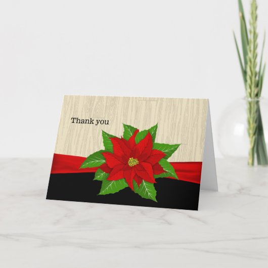 Red Poinsettia Dank u Bedankkaart (Voorkant)