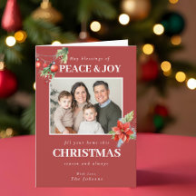 Red Poinsettia Family Photo Christmas