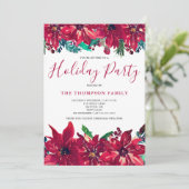 Red Poinsettia Fête Invitation (Debout devant)