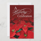 Red Poinsettia Fête Invitation (Devant)