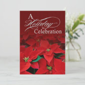 Red Poinsettia Fête Invitation (Debout devant)