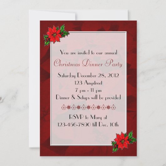 Red Poinsettia Fête Invitation (Dos)