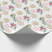 Red Poinsettia Floral kerstfeest Cadeaupapier (Hoek)