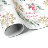 Red Poinsettia Floral kerstfeest Cadeaupapier (Rol Hoek)