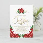 Red Poinsettia Floral-kerstfeest Kaart (Staand voorkant)