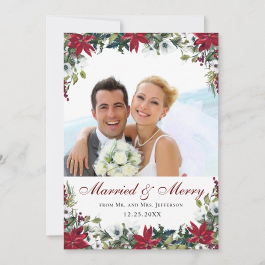 Red Poinsettia Floral Noël PHOTO Merci (Devant)