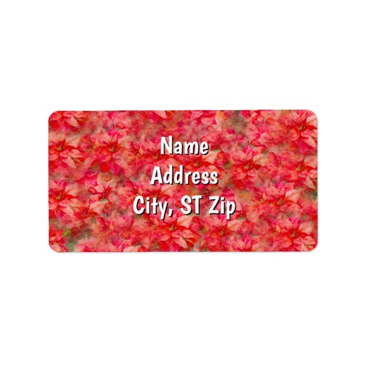Red Poinsettia Flower Art Personal Address Label (Voorkant)